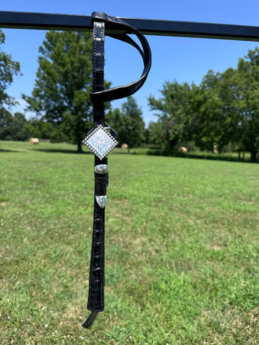 New Kathy’s Black Caiman Show Headstall