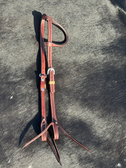 Basketweave Single Ear Headstall w/ Rawhide Accents